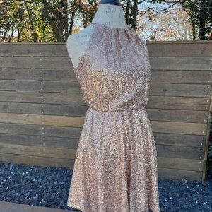 ColorMC Sleeveless Sequin Dress - Gold